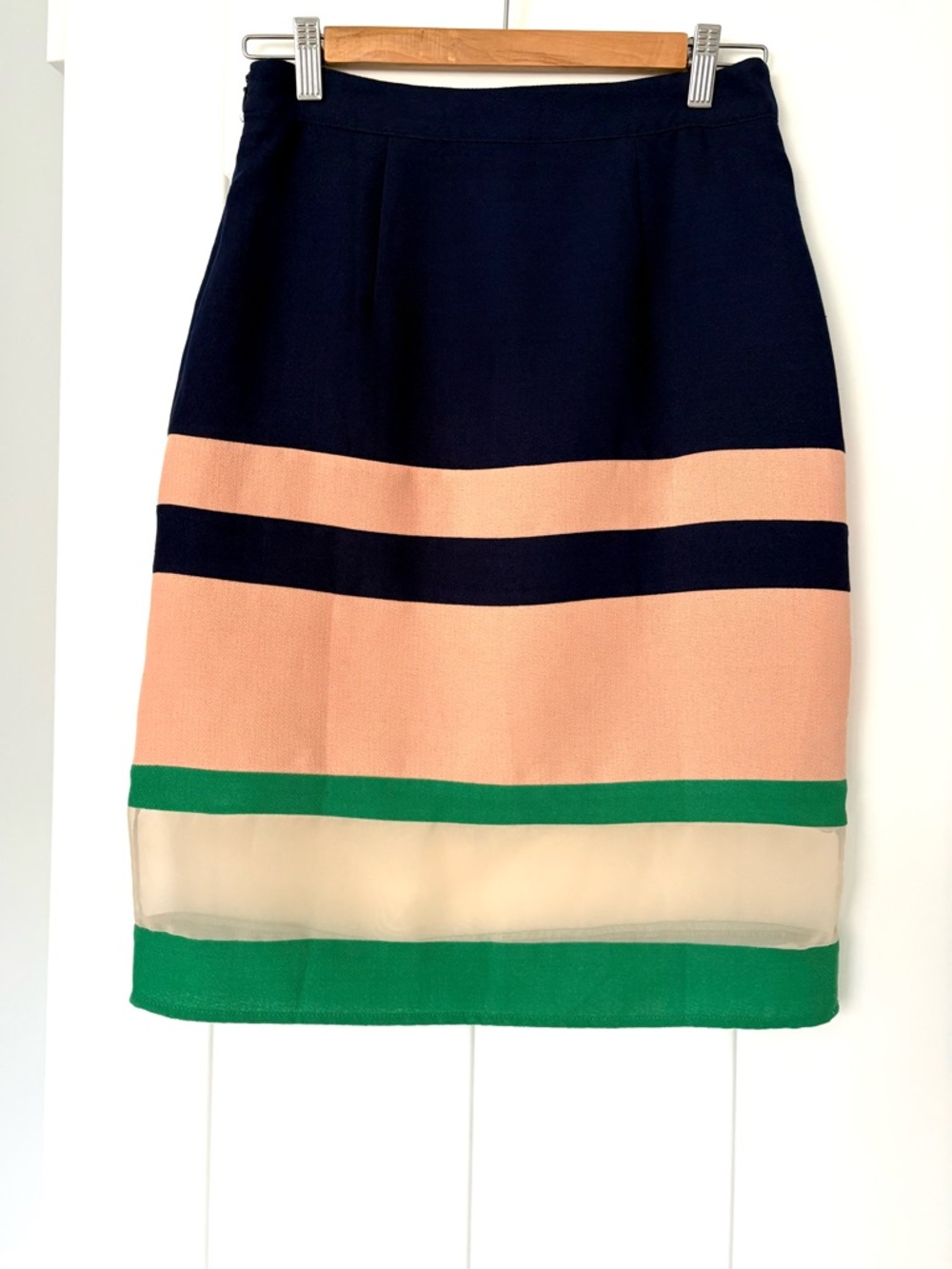 Anthropologie Harlyn Parfait Colour Block Striped Office Work Wear Skirt XS